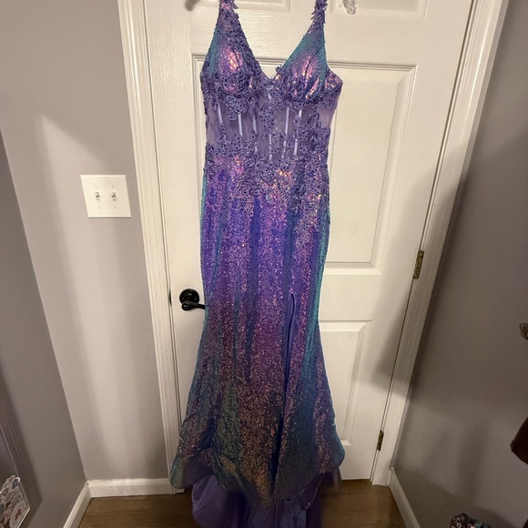Stunning Purple and Blue Sequin prom dress
